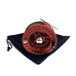 TIEMCO ティムコ フライリール TIEMCO オラクル VLA Ⅳ キズ有 ポーチ付 レッド Bランク
