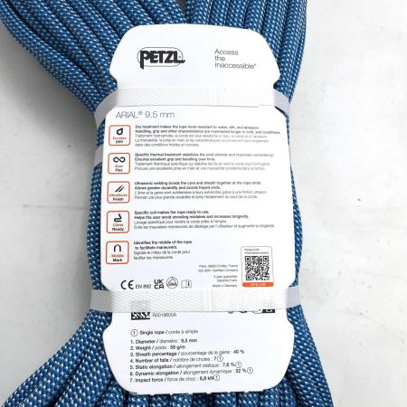  PETZL ペツル 登山 クライミングロープ アリアル 9.5mm 60m 未使用品(S) R34AD 060 ブルー