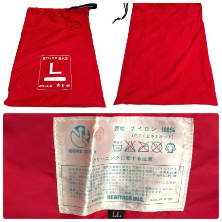 shugakuso 秀岳荘 レインウェア レインスーツ 上下セット SIZE LL GORE-TEX 袋付 レッド