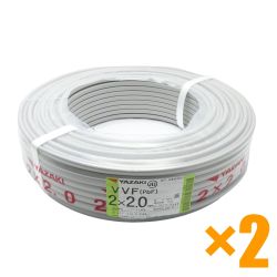 ♭♭ YAZAKI　ヤザキ VVFケーブル　2×2.0ｍｍ　100M 2個セット 2×2.0 2023.5製造 Nランク