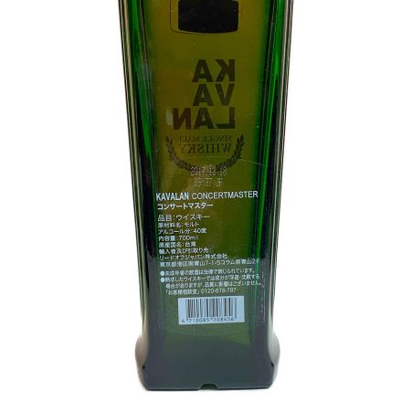  KAVALAN　 カヴァラン コンサートマスター ウイスキー　2017.12.18  700ml 40％ 未開栓