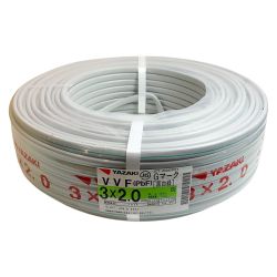 ♭♭ YAZAKI VVF（PbF)　黒白緑　3×2.0　100M　16ｋｇ Nランク