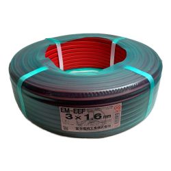 ♭♭ 協和電線 EM-EEF 3x1.6mm　エコケーブル　100m　11.5KG EM-EEF 3x1.6mm 赤 Sランク