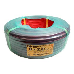 ♭♭ 協和電線 エコケーブル　EM-EEF　3x2.0mm　100m　15.5kg EM-EEF3x2.0mm 赤 Sランク