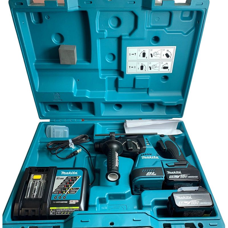 中古】 MAKITA マキタ 24ｍｍ充電式ハンマドリル バッテリー5.0Ah2個 