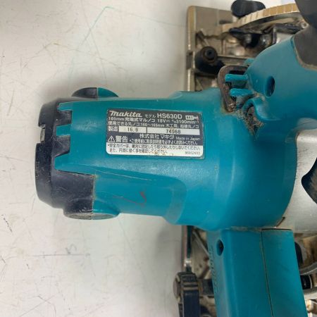  MAKITA マキタ 18V 　165ｍｍ充電式丸ノコ HS630D 充電器・充電池2個付 　