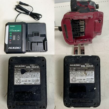  HiKOKI ハイコーキ コードレスインパクトドライバ　充電器　充電池2個　ケース　DC36V WH36DC パープル