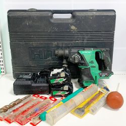 ♭♭ HiKOKI ハイコーキ コードレスロータリハンマドリル DH36DPA グリーン 充電器・充電池2個・ケース付　ビット多数あり Cランク