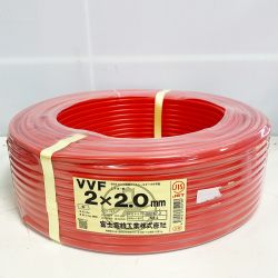 ♭♭ 富士電線工業(FUJI ELECTRIC WIRE) VVFケーブル　2×2.0ｍｍ　100M　12㎏ レッド Sランク