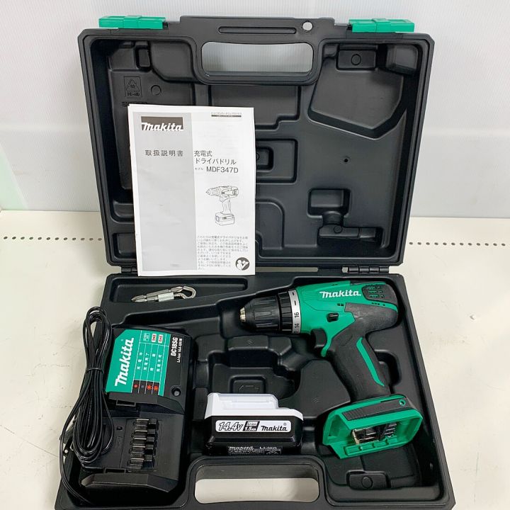 MAKITA マキタ 充電式ドライバドリル 14.4V MDF347D グリーン 充電器・充電池1個・ケース付 ｜中古｜なんでもリサイクルビッグバン