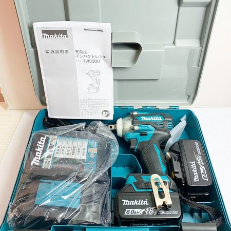  MAKITA マキタ 充電式インパクトレンチ　バッテリー2個、充電器、ケース付 TW300DRGX ブルー