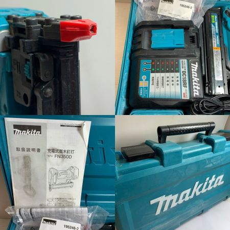  MAKITA マキタ 充電式面木釘打　充電器・充電池1個・ケース付　うっすらと記名あり FN350D ブルー