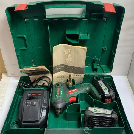  BOSCH ボッシュ インパクトドライバ　充電器・充電池2個・ケース付 18v PDR18LI グリーン