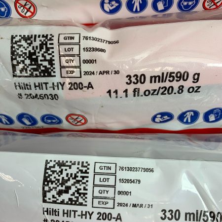  Hilti ヒルティ 接着系注入方式アンカー　2024/MAR/31 　※期限切れ※　330ml　6個セット HIT-HY 200-A V3