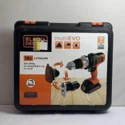 ♭♭ BLACK+DECKER ブラックアンドデッカー 18Ｖマルチツール 【未使用品】ケースにキズあり　充電器・充電池2個・ケース付 EVO185B1 ブラック×オレンジ Sランク