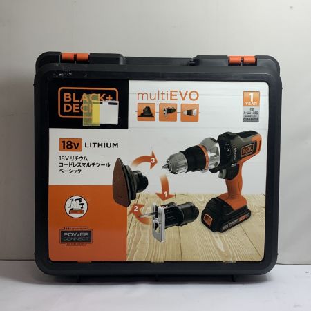  BLACK+DECKER ブラックアンドデッカー 18Ｖマルチツール 【未使用品】ケースにキズあり　充電器・充電池2個・ケース付 EVO185B1 ブラック×オレンジ
