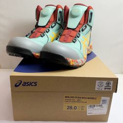 ♭♭ asics アシックス プロスニーカー ハイカット 安全靴　作業靴　28.0cm CP304 ラテセラドン x イエロー Sランク