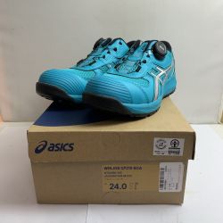 ♭♭ asics アシックス  プロスニーカー　安全靴　作業靴　24.0cm CP219 ラグーン x ピュアシルバー Sランク