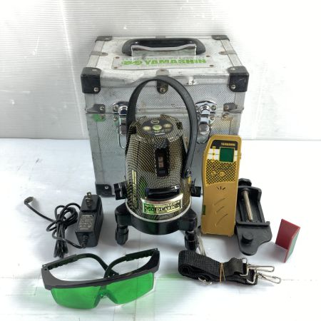  山真 グリーンレーザー墨出し器（受光器・ケース付属）校正歴不明 GLZ-4+ ゴールドカーボン