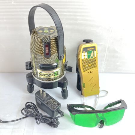  山真 グリーンレーザー墨出し器（受光器・ケース付属）校正歴不明 GLZ-4+ ゴールドカーボン