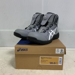 ♭♭ asics アシックス 26cm WINJOB BOA　安全靴　 CP304 グレー x ホワイト Aランク