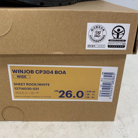  asics アシックス 26cm WINJOB BOA　安全靴　 CP304 グレー x ホワイト