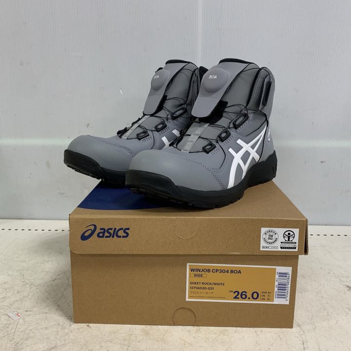 asics アシックス 26cm WINJOB BOA 安全靴 CP304 グレー x ホワイト 