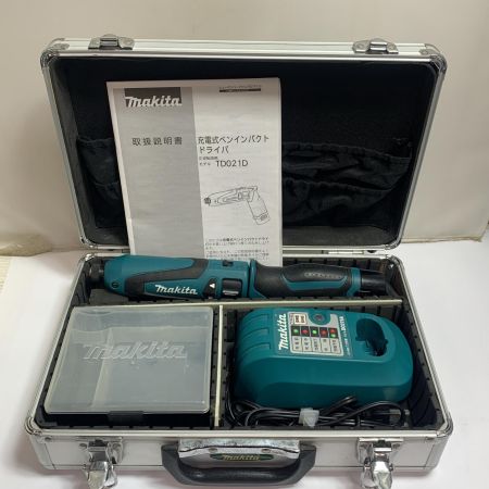  MAKITA マキタ ペンインパクトドライバ 充電器・充電池1個・ケース付 TD021D ブルー