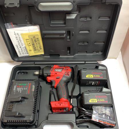  信濃機販 12.7mm角　ブラシレスモーター　コードレスインパクトレンチ 18v　充電器・充電池2個・ケース付  SI-170W レッド×ブラック