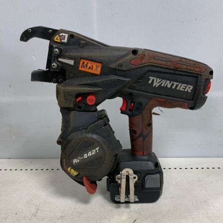  MAX マックス 鉄筋結束機　リバータイア 充電器・充電池5.0AH 2個・ケース付 14.4v  RB-442T ブラック×レッド