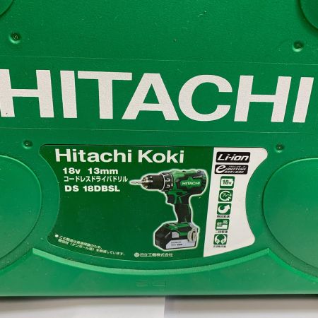  HITACHI 日立 13mm コードレスドライバドリル　18v 充電器・充電池2個・ケース付  DS18DBSL グリーン