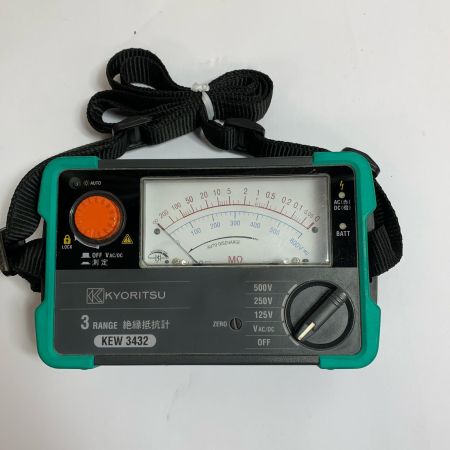  KYORITSU 絶縁抵抗計　ケース付 ケースチャック持ち手破損 2018年製 KEW3432 グリーン