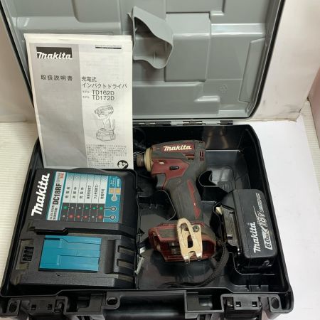  MAKITA マキタ 充電式インパクトドライバ　充電器・充電池1個（充電回数21回）・ケース付 TD172D オーセンティックレッド