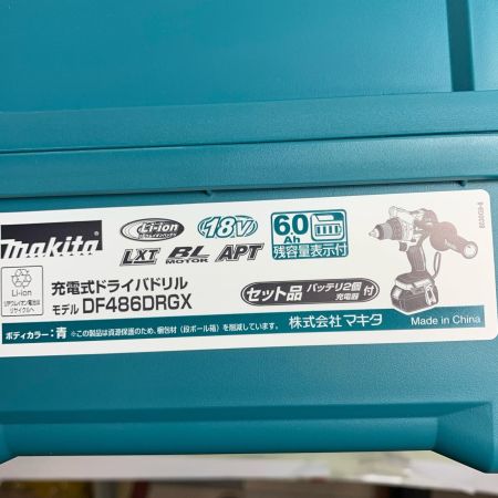  MAKITA マキタ ドライバドリル 未使用品(S) 付属品完備 18v DF486DRGX ブルー