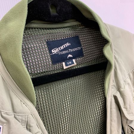  SIMMS フィッシングベスト 着用感あり 目立つヨゴレあり カーキ x グリーン系 S/Mサイズ