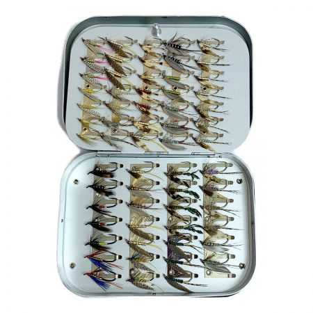  RICHARD WHEATLEY フライケース　ウエットフライ付　12.3×9×2.4cm シルバー