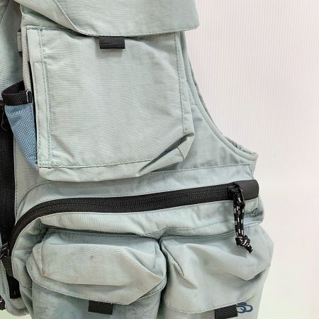  RIVERSONG フィッシングベスト 佐藤成史氏サイン入り Sサイズ　ヨゴレあり グリーン x ブルー系