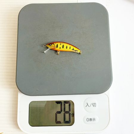  mojo F  handmade works 　ミノー　2.8ｇ　 オレンジ系 x イエロー系 キズあり