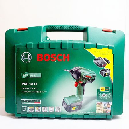  BOSCH ボッシュ 18Vリチウムイオンバッテリー　インパクトドライバー PDR18LI 充電器・充電池2個・ケース付