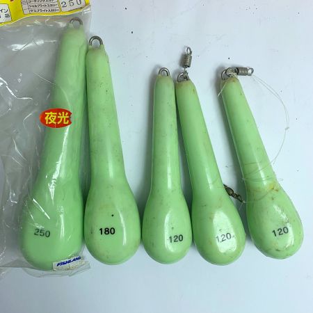  FUJIWARA スカリー　夜光　おもりまとめ　21個　250g×1　180g×2　150g×1　120g×7ほか レッド x グリーン