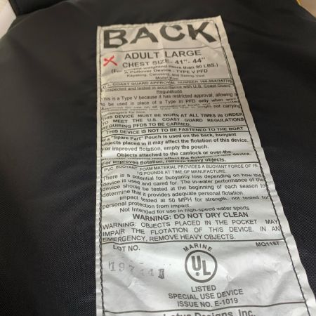  ロータスデザイン フローティングベスト ややヨゴレあり イエロー