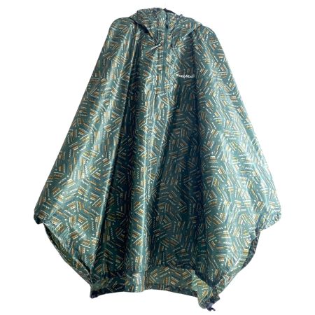  mont･bell モンベル プリント トレッキング レインポンチョ L ダークグリーン 1128668