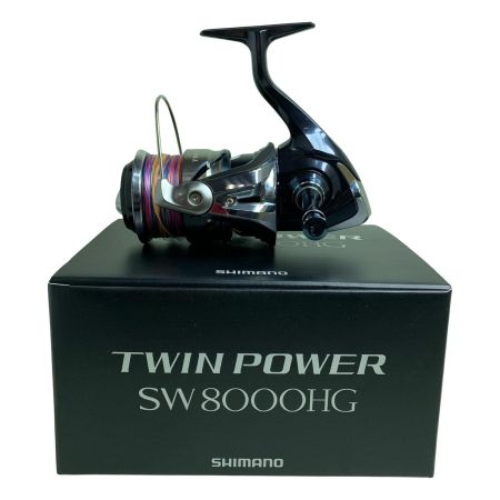  SHIMANO シマノ スピニングリール 21ツインパワーSW 8000HG 箱・取説付 ゴメクサスリールスタンド付属 04228