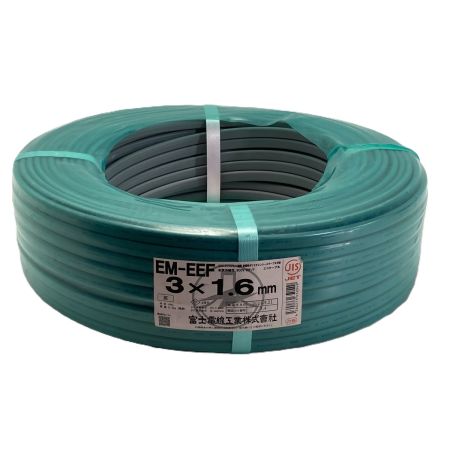  富士電線工業 電材 EM-EEF エコケーブル 3×1.6mm×長さ100m 3芯(黒・白・赤) 2024年9月製造