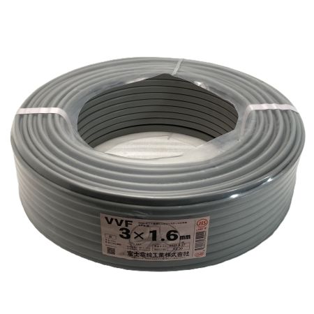  富士電線工業 電材 VVFケーブル 3×1.6mm×長さ100m 3芯(黒・白・赤) 2025年5月(令和7年) 製造