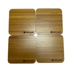 ωω snowpeak スノーピーク アウトドア雑貨 竹製コースター4枚セット Bランク