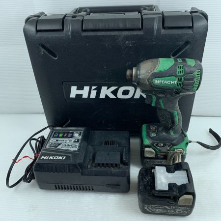  HITACHI 日立 インパクトドライバ　 充電器・充電池2個・ケース付 コードレス式 14.4v  WH14DDL2 グリーン