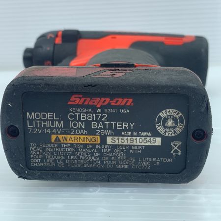  Snap-on スナップオン インパクトドライバ 程度C 充電器・充電池2個付 コードレス式 7.2v 15334033 使用感有 CTS761O レッド
