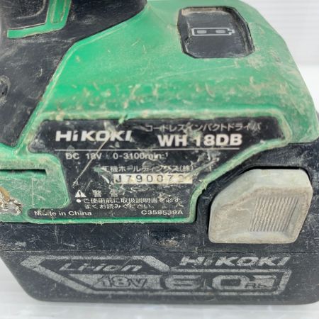  HiKOKI ハイコーキ インパクトドライバ  充電池1個付 コードレス式 18v WH18DB グリーン