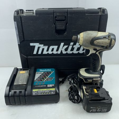  MAKITA マキタ インパクトドライバ 使用感有 充電器・充電池2個・ケース付 コードレス式 14.4v TD130D ホワイト×ブラック